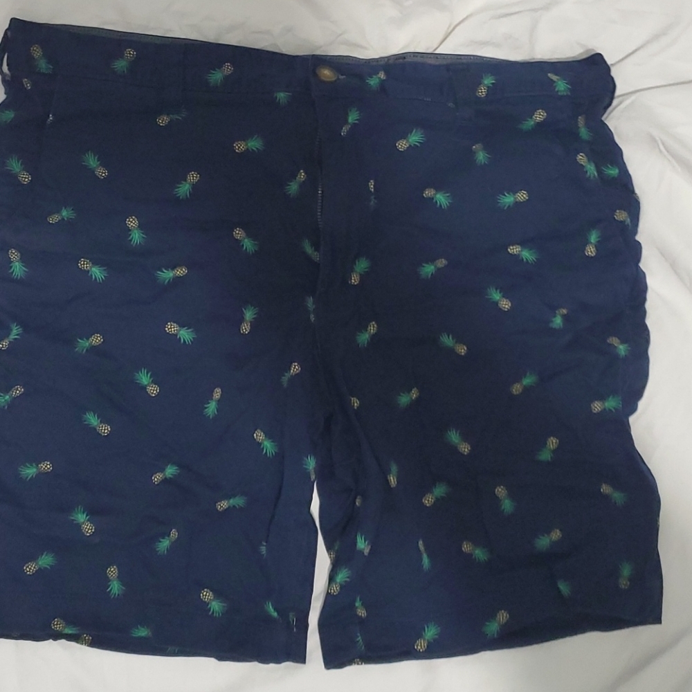 Blue shorts with pineapple pattern